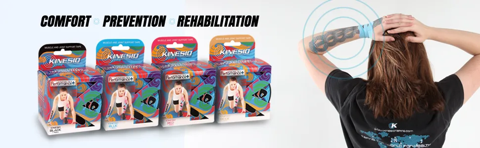 Kinesio Tex Performance + - Therapeutic Knee and Shoulder Medical Tape - Red - 2in x 16.4 ft Roll - Comfort Prevention Rehabilitation