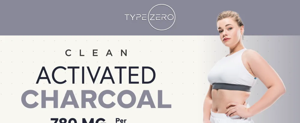 Type Zero Activated Charcoal Capsules (180 Count) - 60 Servings, 780mg Per Serving, from Coconut Shell, Non-GMO, Gluten-Free - Type Zero Activated Charcoal