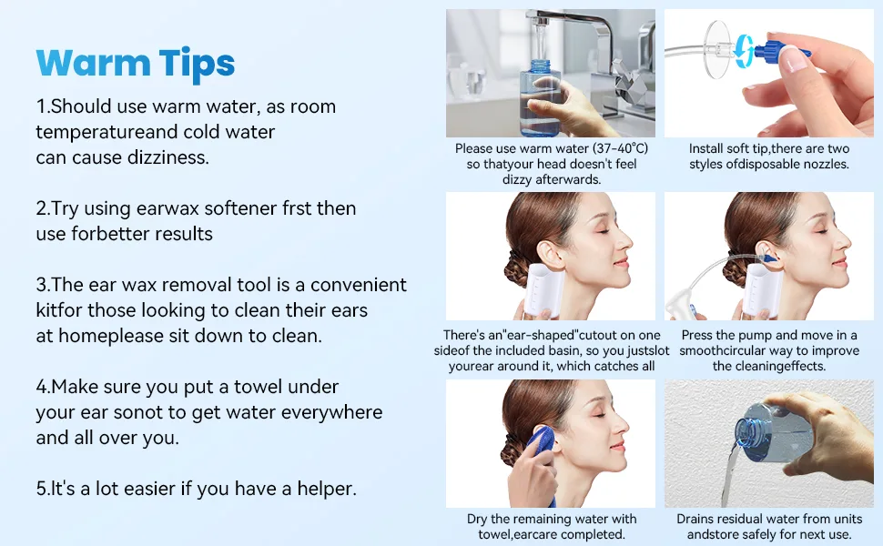 Ear Dryer - Rechargeable Ear Water Remover - Manual Ear Irrigation Flushing System White - product information 15