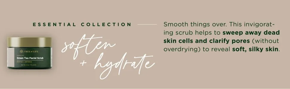 Tree of Life Exfoliating Facial Scrub with Antioxidants | Face Scrub with Green/White Tea Extract  4 Oz - Essential Collection