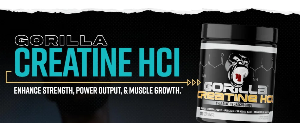 Gorilla Mind CON-CR T Creatine HCl W/Pepsin, Unflavored | GI-Friendly Alternative | Muscle Size, Power Output, Strength, Brain Health & Performance | Convenient 2.5 Grams per Serving, 100 Servings - Creatine