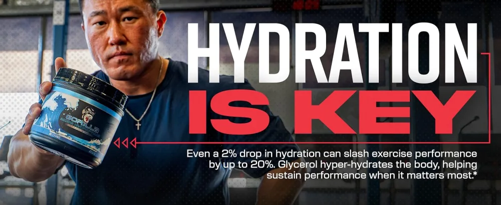 Gorilla Mind Hydroprime Glycerol Pre-Workout - Hydrating Pre-Workout Formula for Intense Pumps Intramuscular Hyper-Hydration Increased Power & Endurance/Mixes Flawlessly - 400g Unflavored - Hydroprime