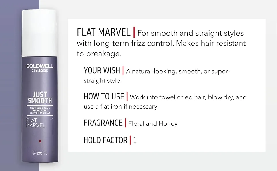 Goldwell StyleSign Just Smooth Flat Marvel Straightening Balm  3.3 Fl Oz - flat, marvel, frizz, control, straight, straighten, straightening, blow, dry
