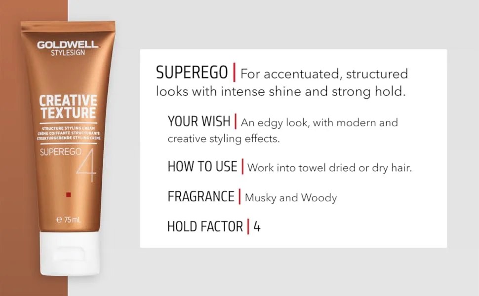 Goldwell StyleSign Creative Texture Superego Structure Styling Cream  2.5 Fl Oz - superego style styling cream gel hair