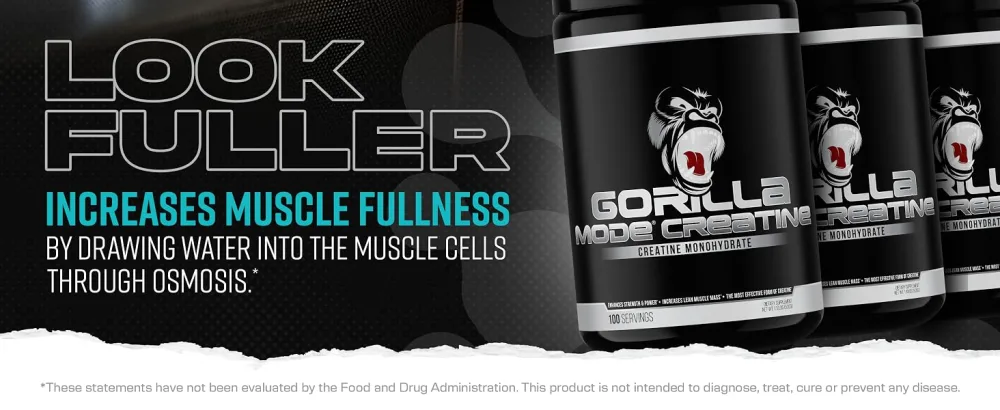 Gorilla Mind Creatine Monohydrate Micronized Powder, Improved Muscle Size, Power Output and Strength, 5 Grams per Serving, 100 Servings 1.1 Pound (Pack of 1) - Gorilla Mode