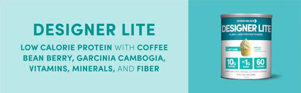 Designer Wellness, Designer Lite, Low Calorie Natural Protein, Prebiotic Fiber, Key Vitamins & Minerals, Vanilla Cupcake and Chocolate Cookies & Cream Bundle - Designer LIte Protein powder