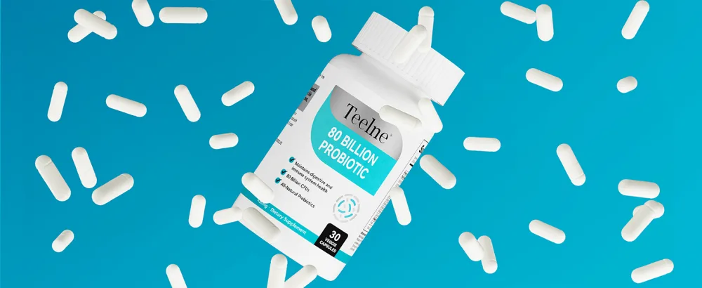 Teelne Probiotics 80 Billion CFU - 10 strains, Prebiotic+ Probiotics Support Digestive & Gut Health, Bloating & Constipation Relief, 30 Capsules (30-Day Supply) - probiotics for digestive health