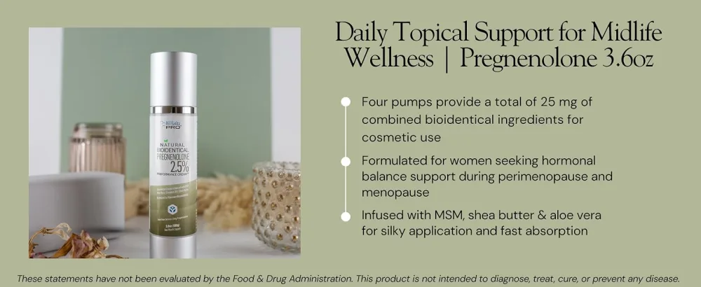 BIOLABS PRO Pregnenolone Cream 2.5% - Bioidentical Natural Pregnenolone - 25mg Per Dose - Three Month Supply - Luxury Bottle - 3.6oz - pregnenolone