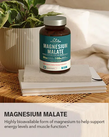 NordVida Potassium Iodide 65 mg Tablets, Emergency Kit, Iodide Pills, Survival Kit, Potassium Iodide (KI) Tablets, Thyroid Support, 60 KI Counts - NordVida Magnesium Malate helps support energy levels and muscle function.*