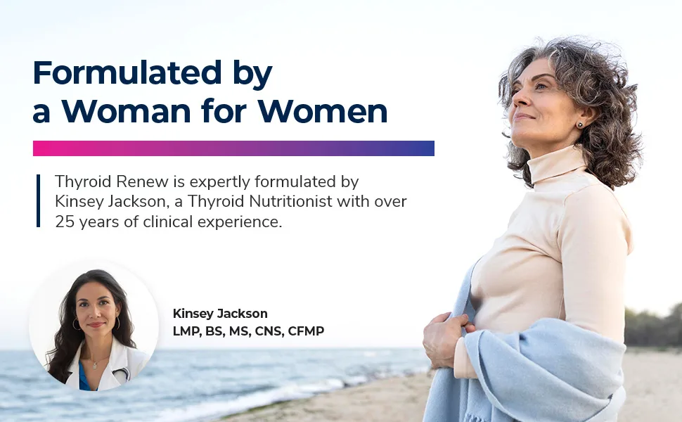 Thyroid Renew Supplement - Thyroid Support for Women with Zinc, Selenium, Copper, Ashwagandha & L-Tyrosine - 60 Capsules 60 Count (Pack of 1) - Women’s Thyroid Support for Focus and Energy with Zinc Selenium Copper and Thyroid Superfoods