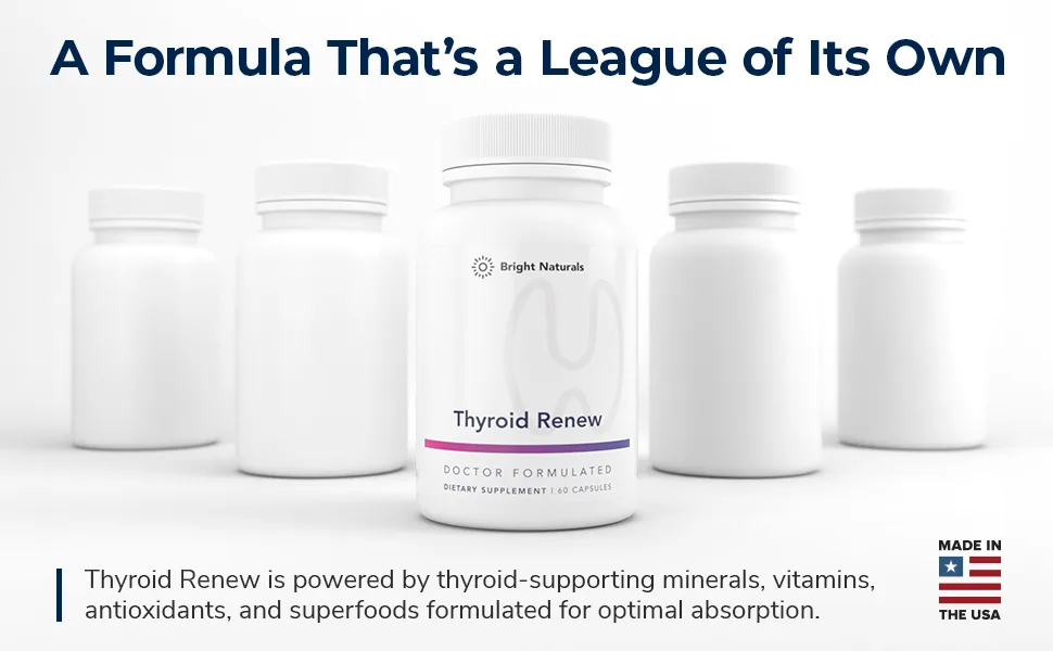 Thyroid Renew Supplement - Thyroid Support for Women with Zinc, Selenium, Copper, Ashwagandha & L-Tyrosine - 60 Capsules 60 Count (Pack of 1) - Women’s Thyroid Support for Focus and Energy with Zinc Selenium Copper and Thyroid Superfoods