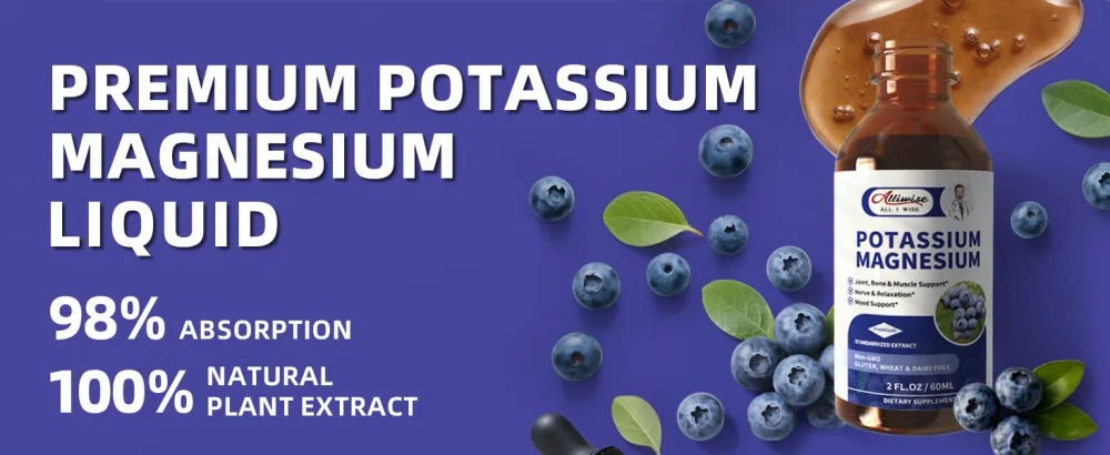 Alliwise 2 Pack Potassium Magnesium Supplement Liquid - High Absorption Calm Magnesium Complex & Potassium Plus Calcium, Vitamin D3, Zinc for Leg Cramps & Bone & Energy & Immune Support - 4 Fl oz - liquid potassium supplement