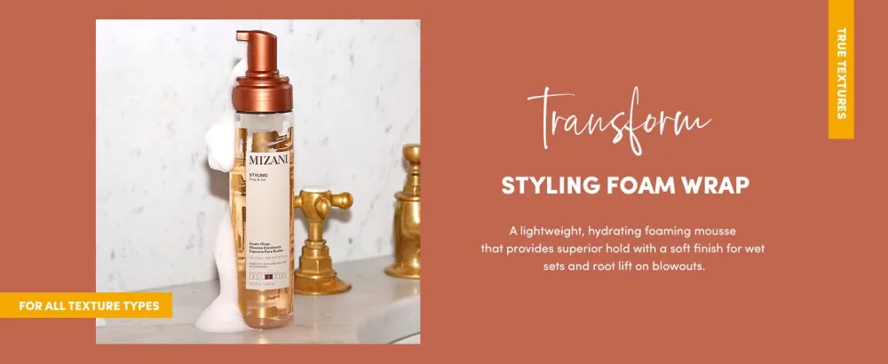 Mizani Styling Foam Wrap | Balances Hydration  Shine & Hold | with Shea Butter | Paraben-Free | for Curly Hair | 8.5 Fl Oz - mizani styling foam wrap controls frizz adds shine