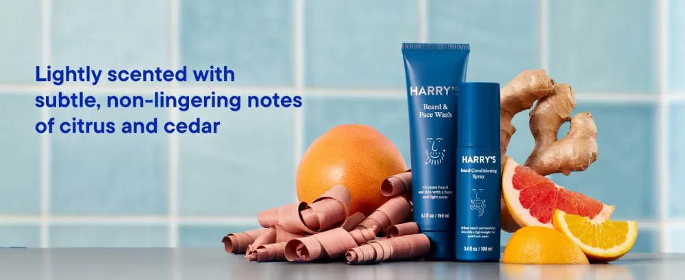 Harry's Beard and Face Wash with Willow Bark Extract, Non-drying Formula, 5.1 FL Oz - Harry’s Beard Care products with citrus, cedar, and ginger, lightly scented with fresh notes.