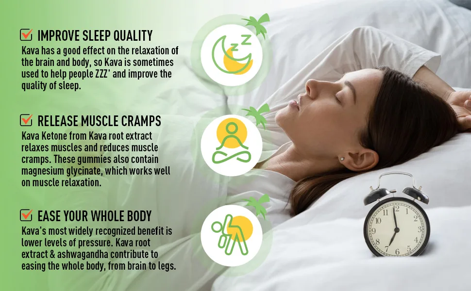 GREABBY Kava Kava Gummies 1000mg Per Serving, Sleep Support, Natural Lemon Flavor, 60 Vegan Gummies, Stress Relief & Relaxation Supplement - kava gummies help relaxation