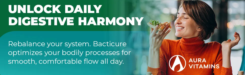 Bacticure Probiotic 60 Capsules | High CFU Probiotics for Women & Men | Digestive Support with Prebiotics & Digestive Enzymes | Daily Gut Microbiome Balance, Regularity & Immune Support 1 - product information 12