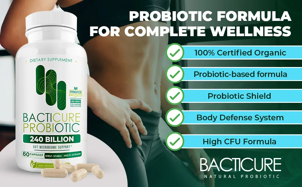 Bacticure Probiotic 60 Capsules | High CFU Probiotics for Women & Men | Digestive Support with Prebiotics & Digestive Enzymes | Daily Gut Microbiome Balance, Regularity & Immune Support 1 - product information 8