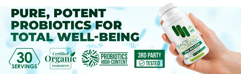 Bacticure Probiotic 60 Capsules | High CFU Probiotics for Women & Men | Digestive Support with Prebiotics & Digestive Enzymes | Daily Gut Microbiome Balance, Regularity & Immune Support 1 - product information 9