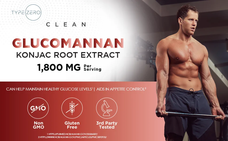 Type Zero Clean Glucomannan Konjac Root Extract (90 Capsules)(1,800 MG Per Serving) - 30 Servings, Non-GMO, Gluten Free - Type Zero Glucomannan