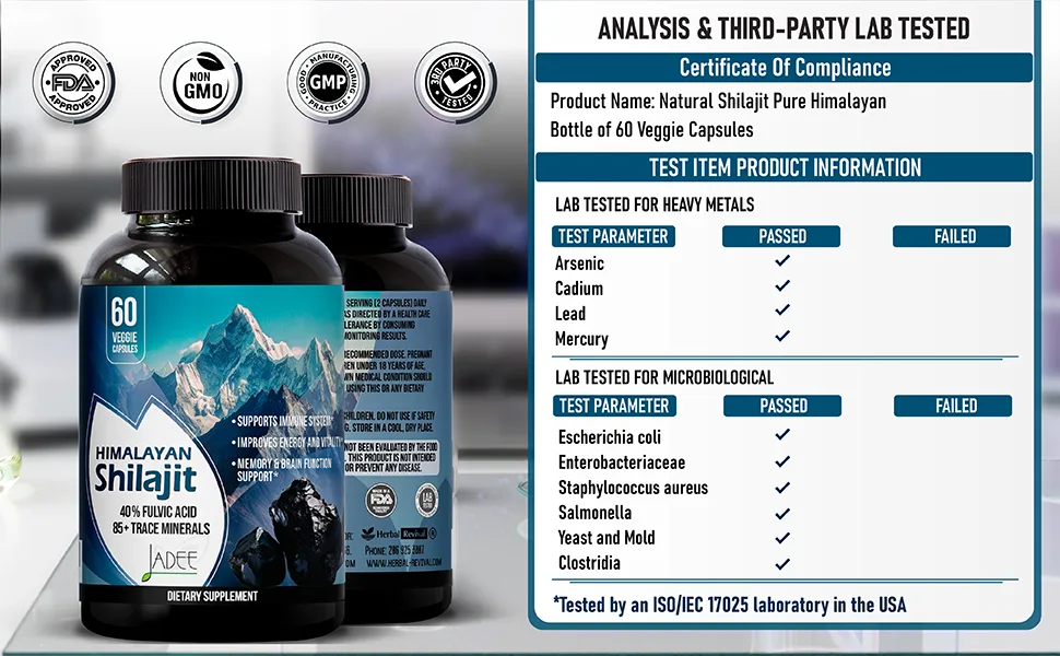 5000mg Himalayan Shilajit Capsules for Men & Women - 40% Fulvic Acid + 85+ Trace Minerals - shilajit tablets