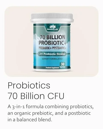 NaturaLife Labs Probiotics 70 Billion CFU 15 Strains with Organic Prebiotic & Postbiotic 3-in-1 Formula 30 Vegan Capsules (2 Pack) - product information 9