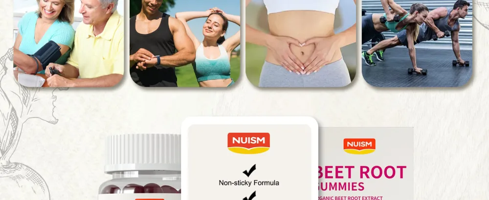 NUISM Organic Beet Root Gummies, Mixed Berry Flavor Supplements,Natural Extract, 21:1 Concentrate, Sugar Free Chews, Energy, Vitality & Performance Support, Beetroot Gummies - BEETROOT