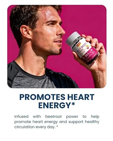 NUISM Organic Beet Root Gummies, Mixed Berry Flavor Supplements,Natural Extract, 21:1 Concentrate, Sugar Free Chews, Energy, Vitality & Performance Support, Beetroot Gummies - beetroot