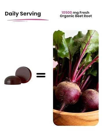 NUISM Organic Beet Root Gummies, Mixed Berry Flavor Supplements,Natural Extract, 21:1 Concentrate, Sugar Free Chews, Energy, Vitality & Performance Support, Beetroot Gummies - beetroot