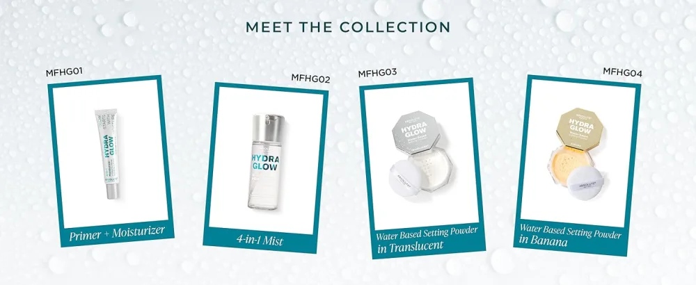 Absolute New York Hydra Glow Collection Moisturizer and Primer, 4-in-1 Mist, Water Based Setting Powder (MFHG03 Translucent Setting Powder) - Absolute New York
