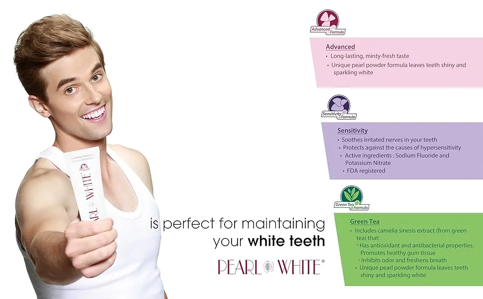 BEYOND Pearl White Whitening Toothpaste (Advanced, 2 Pack of 4.6 oz / 130 g) Advanced 9.52 Ounce (Pack of 1) - pearl white