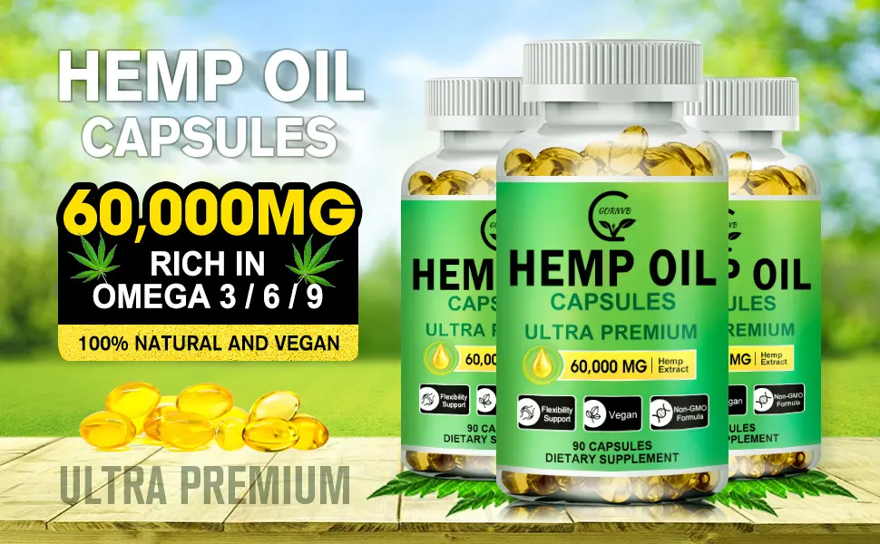 (2-Pack) High Potency Hemp Oil Capsules - 180 Veggie Softgels - 60,000 Maximum Strength, Immune System Support, Focus Calm, Relaxation, Mood, Pure Extract, Organic, Vegan, Non-GMO - product information 15
