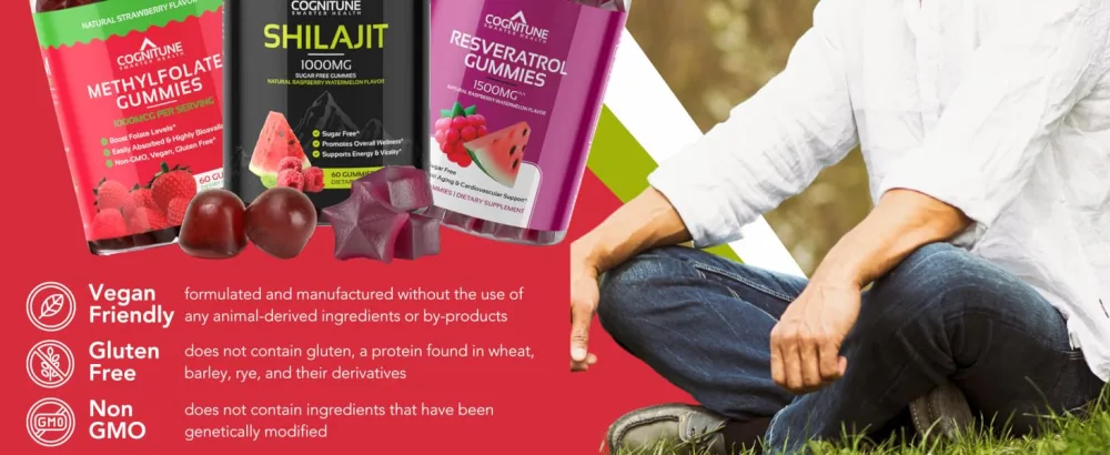 CogniTune Gummy Wellness Bundle - Resveratrol, Shilajit, and Methylfolate Gummies - Gummy Wellness Bundle