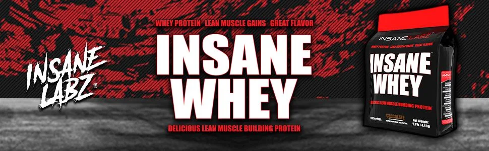 Insane Labz Insane Whey,100% Muscle Building Whey Protein, BCAA Amino Profile, Mass Gainer, Meal Replacement (Chocolate, 120 Servings) Chocolate 120 Servings - Insane Whey 10 lb Header