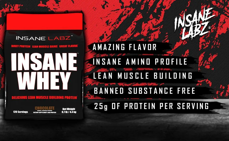Insane Labz Insane Whey,100% Muscle Building Whey Protein, BCAA Amino Profile, Mass Gainer, Meal Replacement (Chocolate, 120 Servings) Chocolate 120 Servings - Insane Whey 10 lb Key Points