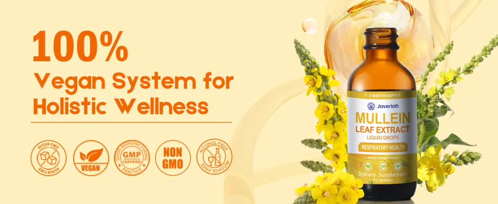 Javeriah Mullein Drops for Lungs Cleanse - Cordyceps, Marshmallow Root & Licorice Root Extract, Respiratory Herbal Supplement with Mullein Leaf Extract for Immune Support & Bronchial Cleanse, 2 Fl Oz - 100% VEGAN