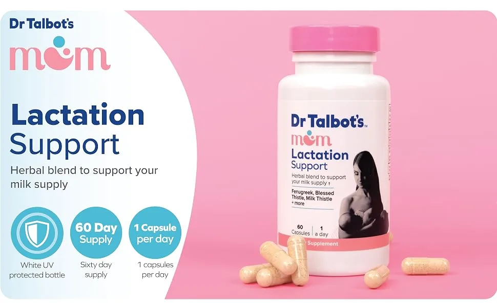 Dr. Talbot's Mom Probiotic Lactation Support Supplement - Herbal Blend of Fenugreek, Blessed Thistle, Milk Thistle, and More - 60 Capsules - Lactation, support, pregnancy, care