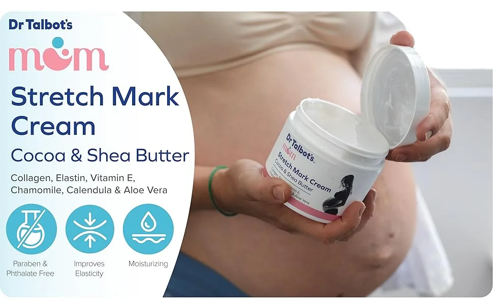 Dr. Talbot's Mom Stretch Mark Cream - Made With Cocoa and Shea Butter - Postpartum Care for Moms - 8 oz - Prenatal, Stretch Mark Cream, stretch mark treatment, prenatal care, postnatal care, stretch mark
