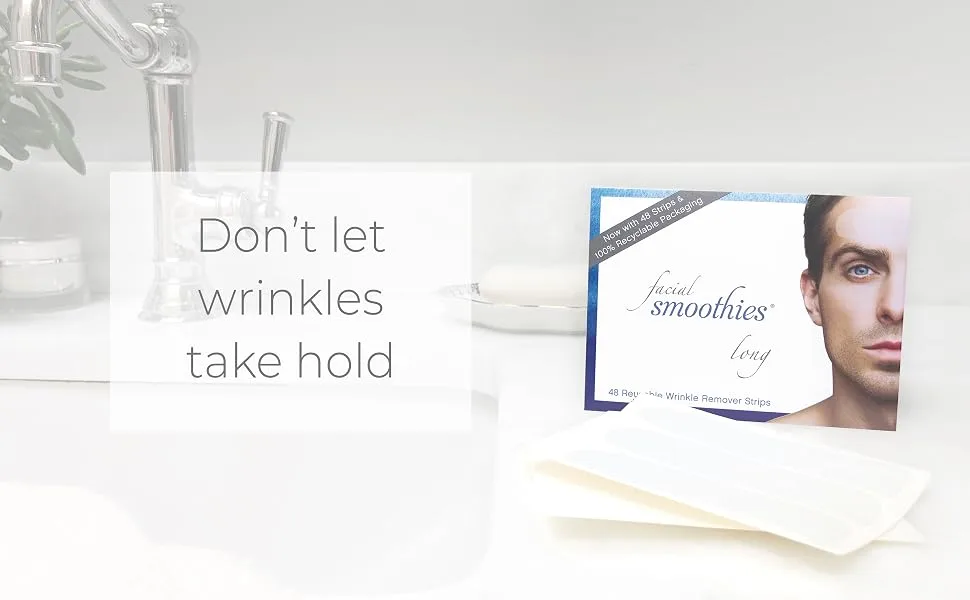 Facial Smoothies LONG Wrinkle Remover Strips  48 forehead anti wrinkle patches - wrinkle patch long botox alternative wrinkle remover anti-wrinkle elevens 11s 11's line prevent