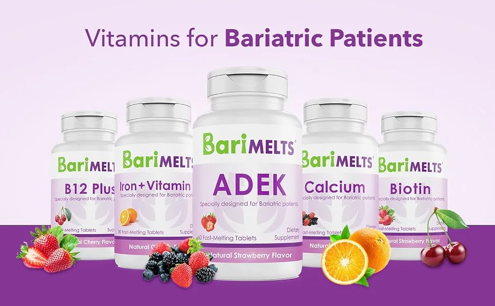 BariMelts ADEK  Dissolvable Bariatric Vitamins  Natural Strawberry Flavor  60 Fast Melting Tablets - bariatric multivitamin