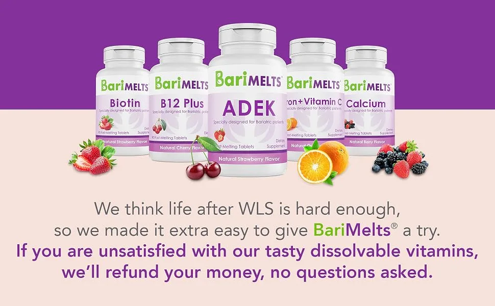 BariMelts ADEK  Dissolvable Bariatric Vitamins  Natural Strawberry Flavor  60 Fast Melting Tablets - bariatric vitamins