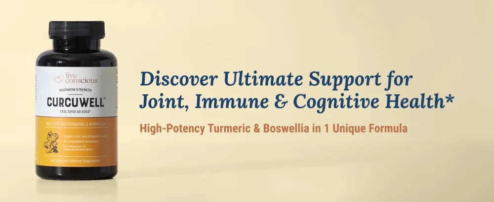 Live Conscious CurcuWell - Curcumin and Boswellia Blend | Maximum Strength Joint, Body and Cognitive Support - 60 Day Supply (2-Pack) - curcuwell