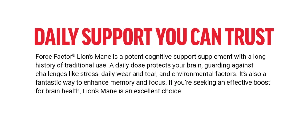 Force Factor Lion s Mane Supplement Capsules, Memory & Focus Supplement, Supports Nerve Health & Cognitive Function, Made with 100% Fruiting Body, Vegan, No Gelatin, Non-GMO, 60 Vegetable Capsules - lions mane lions mane supplement capsules lions mane powder lions mane supplement focus supplement