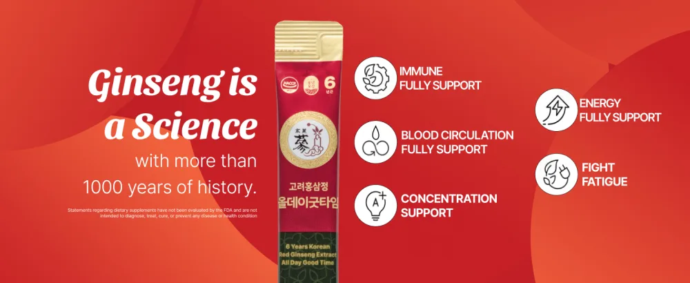 PNBG 6 Year Korean Red Ginseng Shot - 7mg Ginsenosides - Caffeine Free HACCP 10 Packets - ginseng