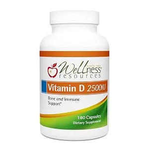 Wellness Resources Vitamin D - 2,500 IU Soy-Free Vitamin D3 (180 Veggie Capsules) - Vitamin D
