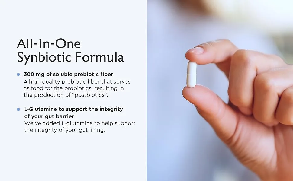 Alaya Naturals Advanced Synbiotic - Probiotic + Prebiotic - 14 Billion CFU Delayed Release Probiotic Supplement with Prebiotics from Sunfiber , and L-glutamine for Gut Lining Integrity - 60 Capsules - The Ingredients
