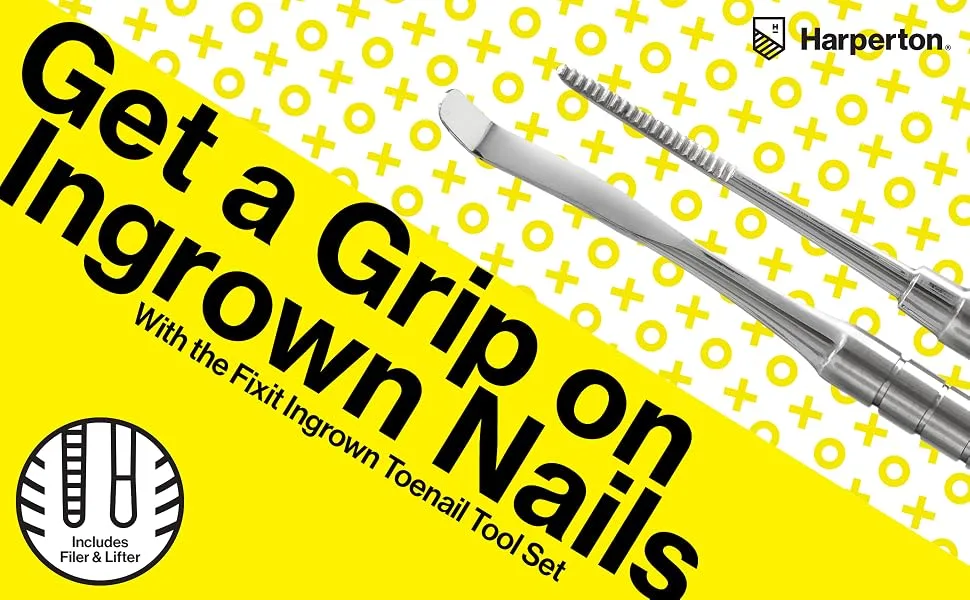 Harperton Fixit - Ingrown Toenail Tool Set Fixit File and Lifters  Professional Stainless Steel Ingrown Toenail Removal Tool Kit - Get A Grip On Ingrown Nails