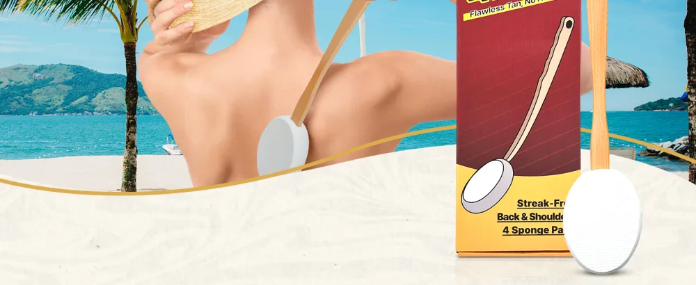 HASHI Self Tanner Applicator Includes 4 Reusable Pads, Long Handle for Easy Back Application, Perfect for Smooth and Even Self-Tanning, Ideal for All Skin Tones - tanning applicator back self tanner applicator tan applicator self tanning back applicator