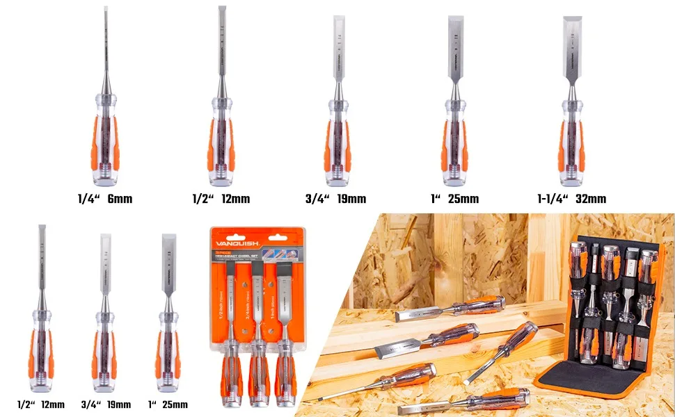 VANQUISH High-Impact Wood Chisel with One-Piece Forged Blade Go-Thru Mortise Chisel for Woodworking - 1 Inch (4606) 1 / 25mm - product information 7