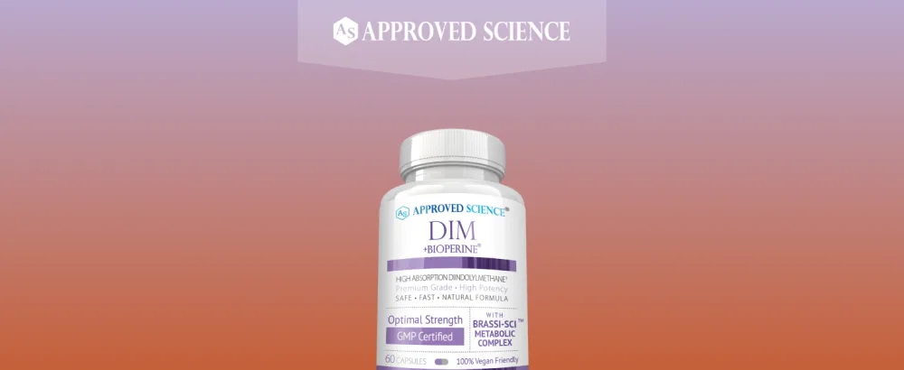Approved Science DIM - Estrogen Metabolism Support - DIM, Broccoli Sprout, Mustard Seed, Calcium D, BioPerine - Vegan - 1 Bottle - 60 Capsules - DIM1