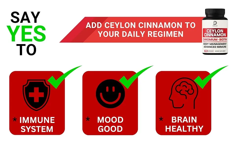 DEDICAD 13in1 Ceylon Cinnamon Capsules - 200 Capsules with Chromium Picolinate, Biotin, Grape Seed, Elderberry & More - De151. Dedicad-Ceylon Cinnamon-1000mg-200caps